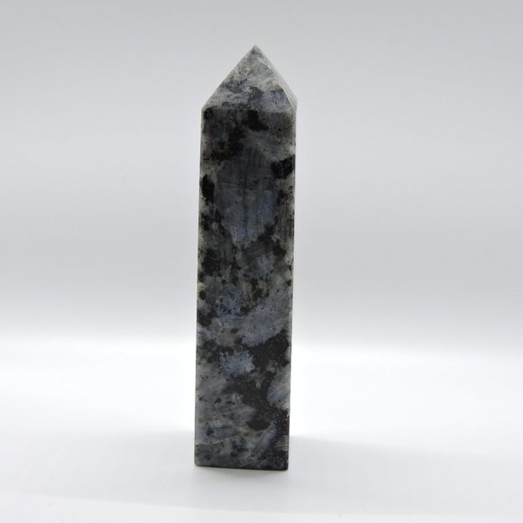 Larvikite - Gray / Blue - Natural Crystal - 4 Sided 5.5" Tower - Picture 1 of 8